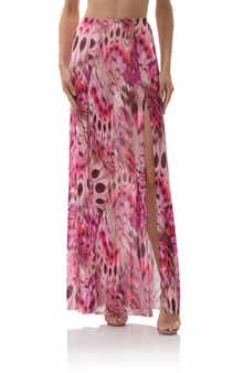 AFRM Batien Printed Mesh Maxi Skirt