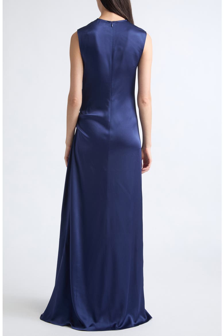 Draped Satin Gown, Alternate, color, NAVY