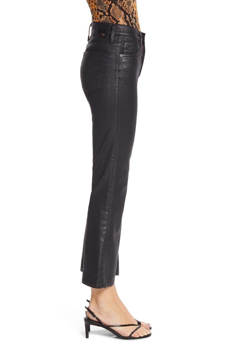 The Quinne Coated High Waist Crop Flare Jeans, Alternate, color, LEATHERETTE LT-