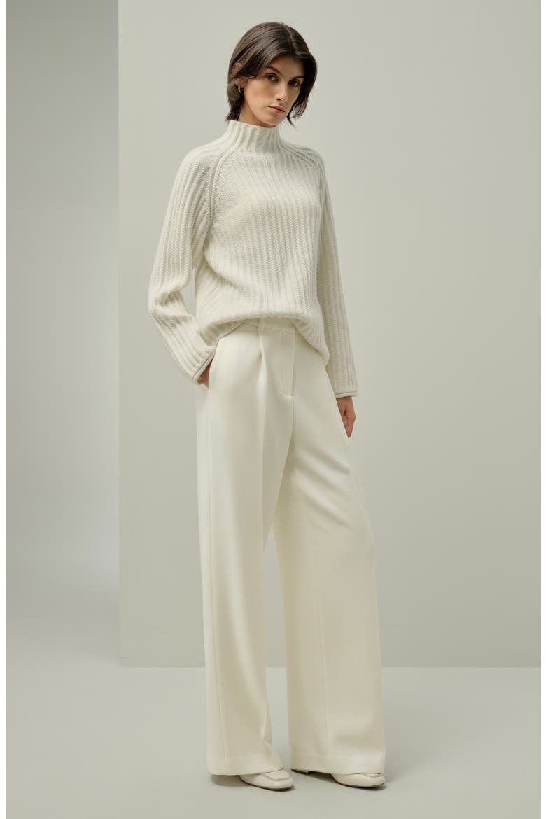 Women's Pointelle Mock Neck Sweater, Alternate, color, White