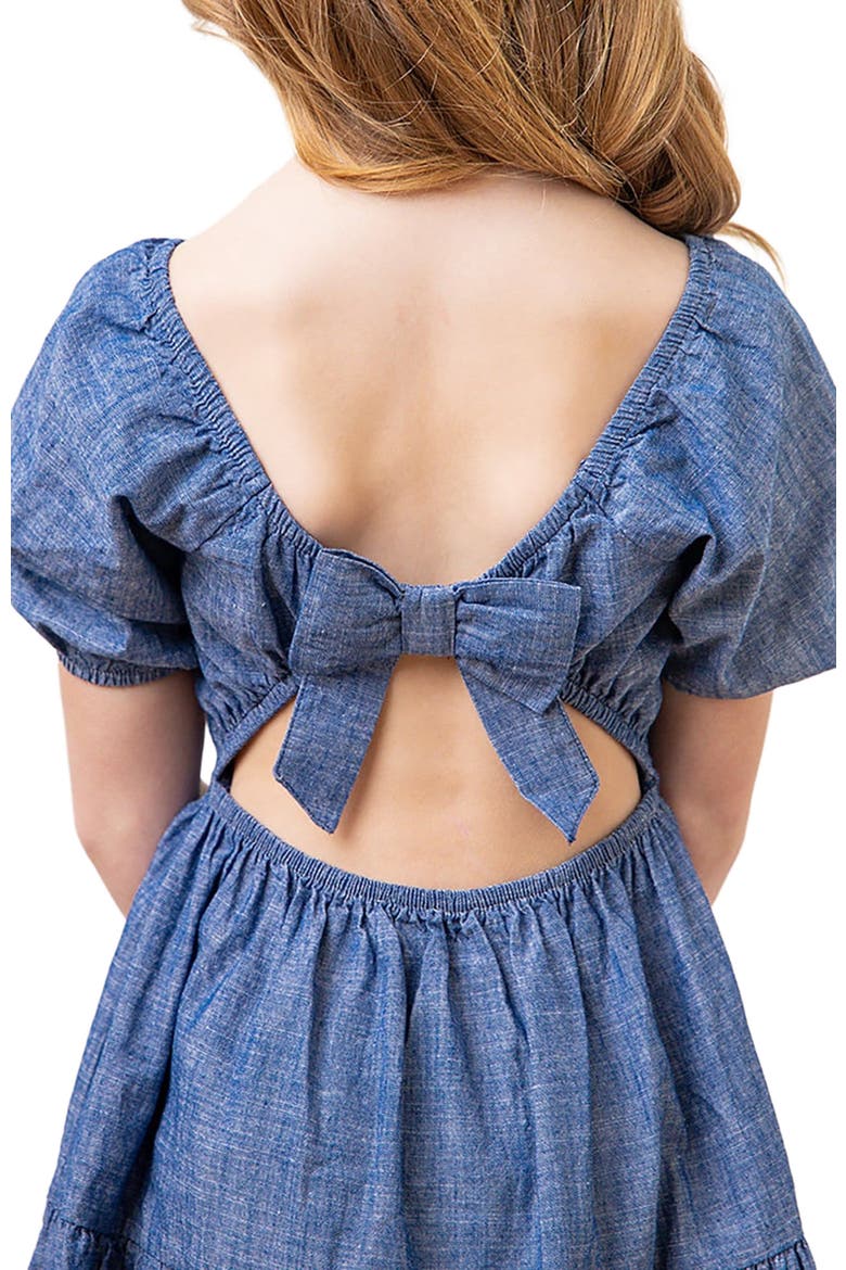 Girls' Organic Crochet Trim Chambray Dress, Toddler, Alternate, color, Chambray