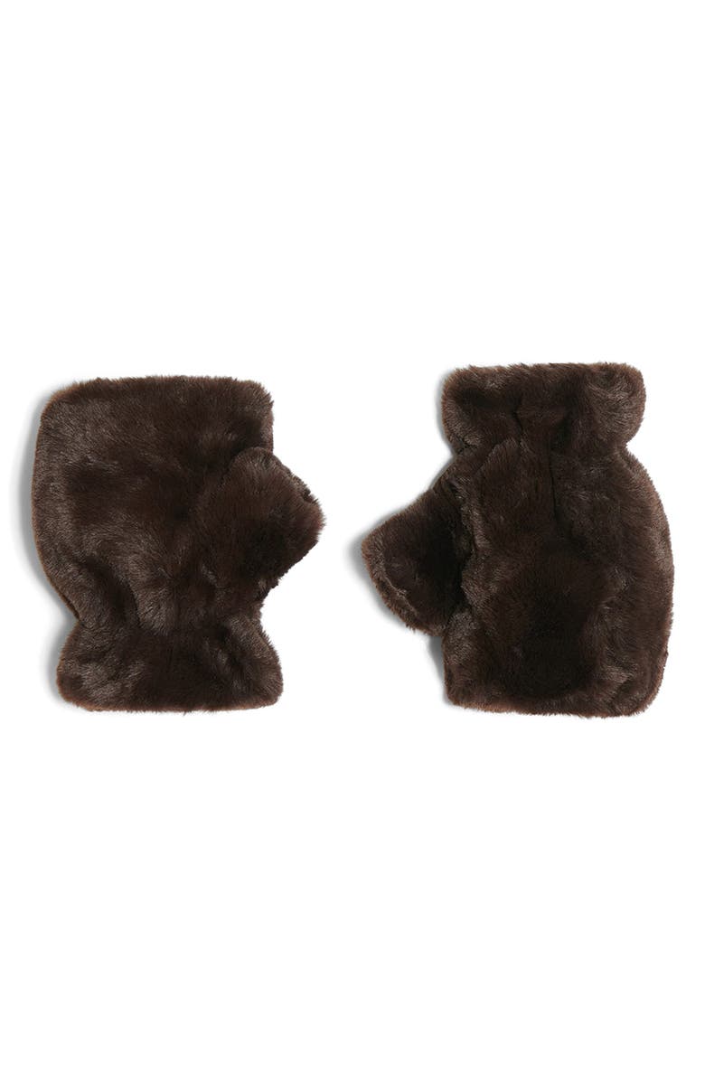 Apparis Ariel Faux Fur Fingerless Gloves, Main, color, Espresso