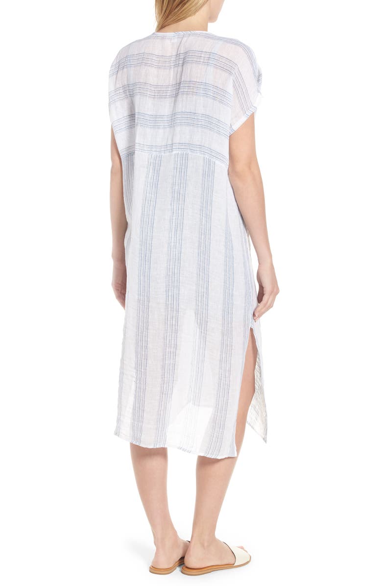 Eileen Fisher Stripe Organic Linen Shift Dress, Alternate, color, 