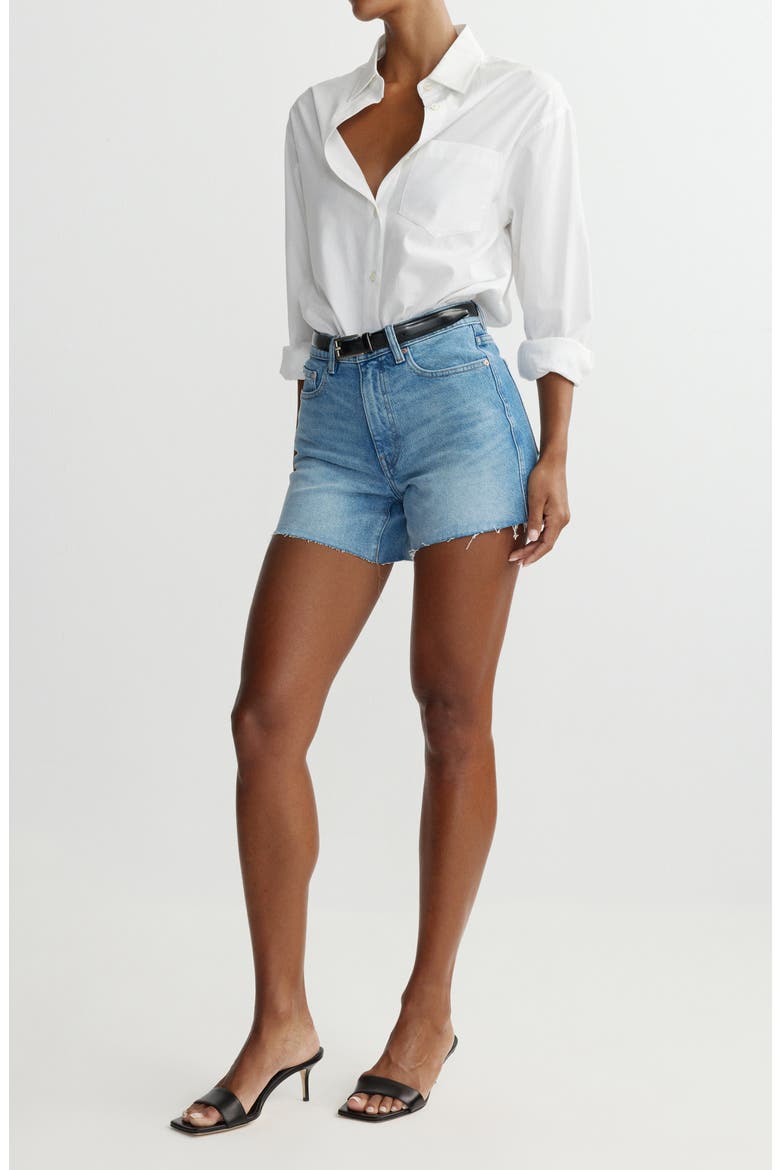 Zoie High Rise Raw Hem Relaxed Denim Shorts, Alternate, color, CRUISE