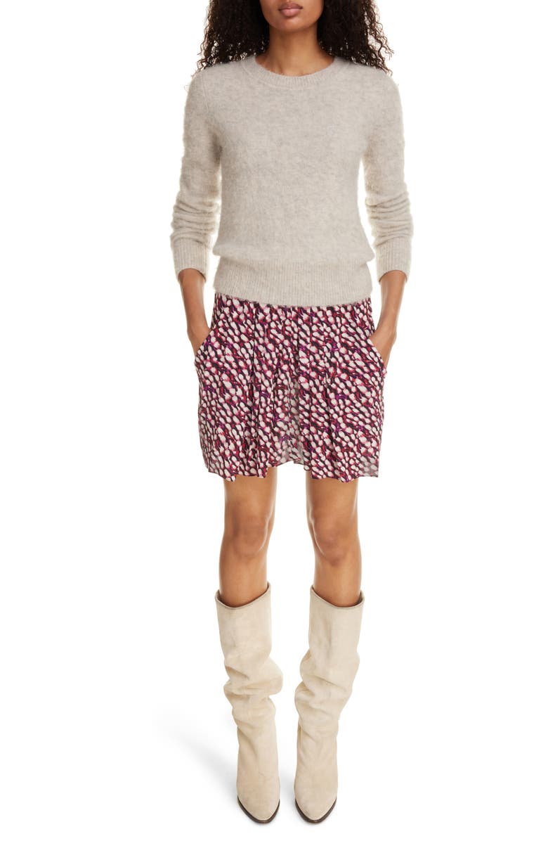 Isabel Marant Étoile Violaine Abstract Print Alpaca Blend Miniskirt, Alternate, color, 