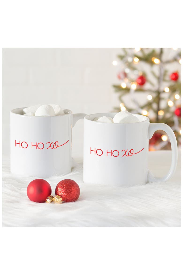 Set of 2 Ho Ho XO Ceramic Coffee Mugs, Alternate, color, WHITE