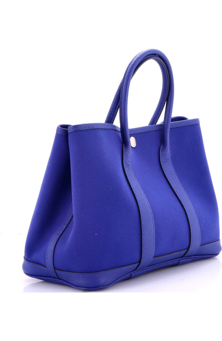 Pre-Owned Hermes Garden Party Tote Toile and Leather 30, Alternate, color, Bleu Electrique