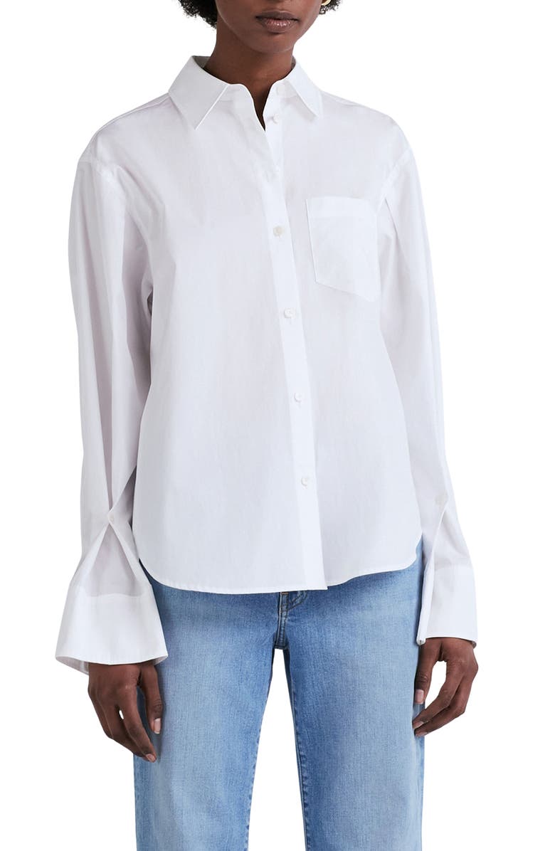 Derek Lam 10 Crosby Wesley Cotton Poplin Button-Up Shirt, Alternate, color, Optic White