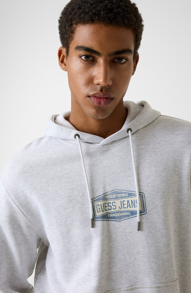 GUESS JEANS Trademark Cotton Fleece Hoodie, Alternate, color, Heather Grey