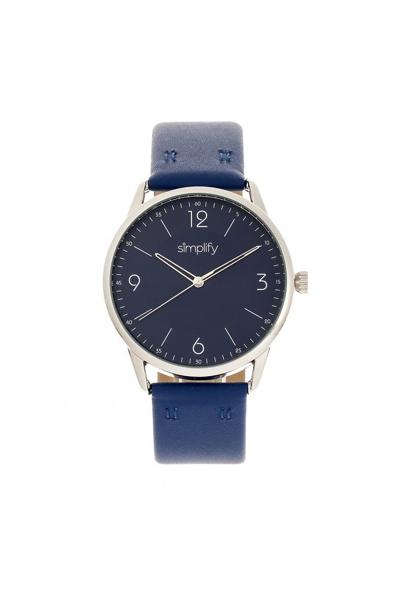 The 6300 Leather-Band Watch, Main, color, Blue