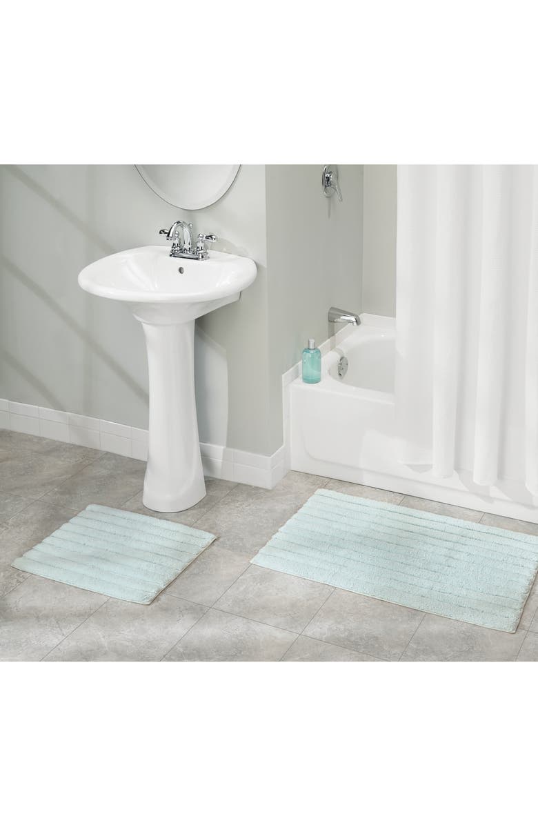 mDesign Cotton Spa Mat Rug for Bathroom, Varied Sizes, Set of 3 - Water Blue, Alternate, color, 