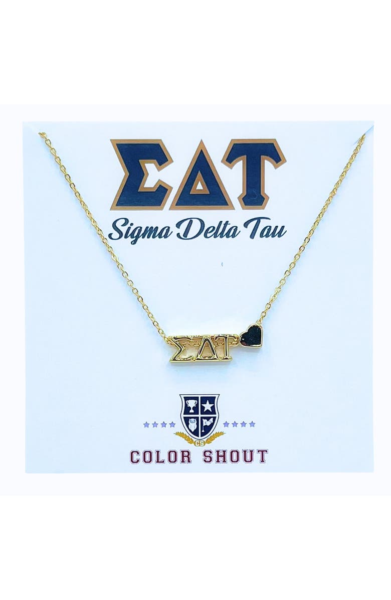 Color Shout Sigma Delta Tau Sorority Gold Heart Necklace, Main, color, Yellow Gold