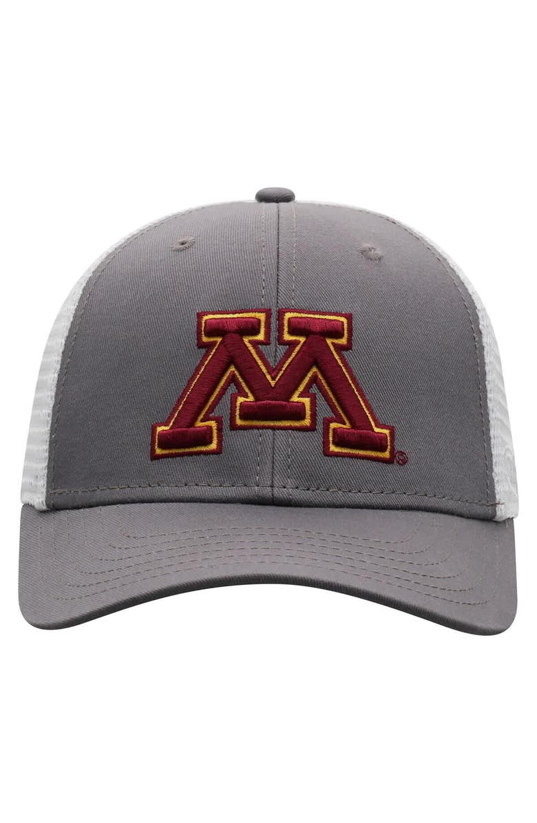 TOP OF THE WORLD Men's Top of the World Gray/White Minnesota Golden Gophers Victory Baseline Trucker Adjustable Hat, Alternate, color, Gray