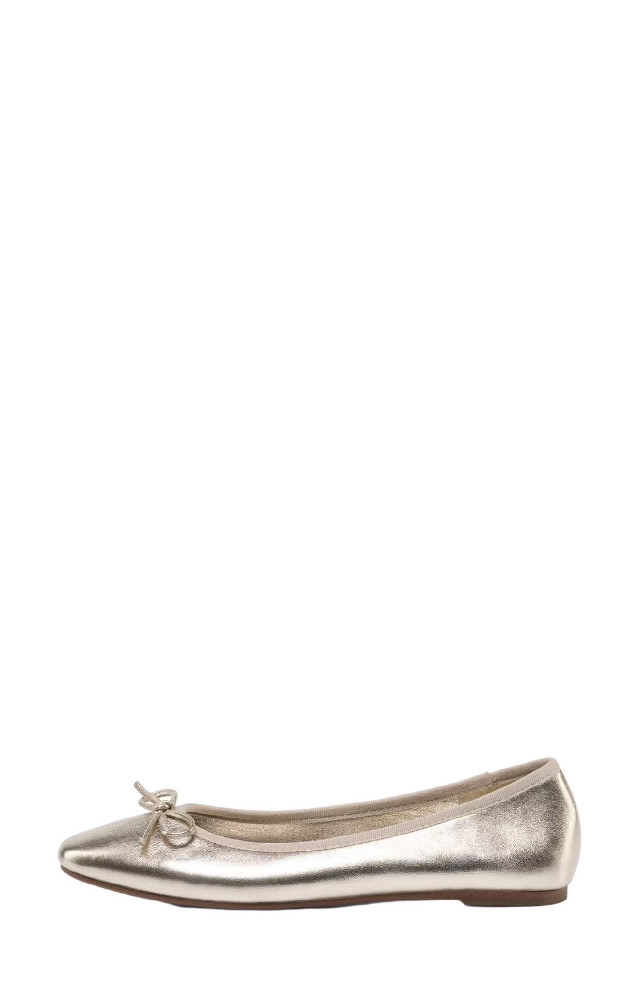 Grace Footwear Lily Metallic Leather Ballet Flat, Alternate, color, Gold - Image Silver