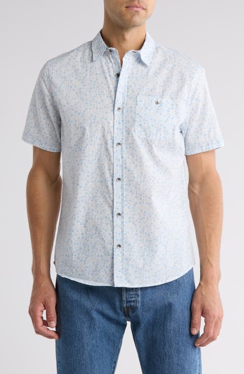 Airbright Floral Short Sleeve Cotton Button-Up Shirt