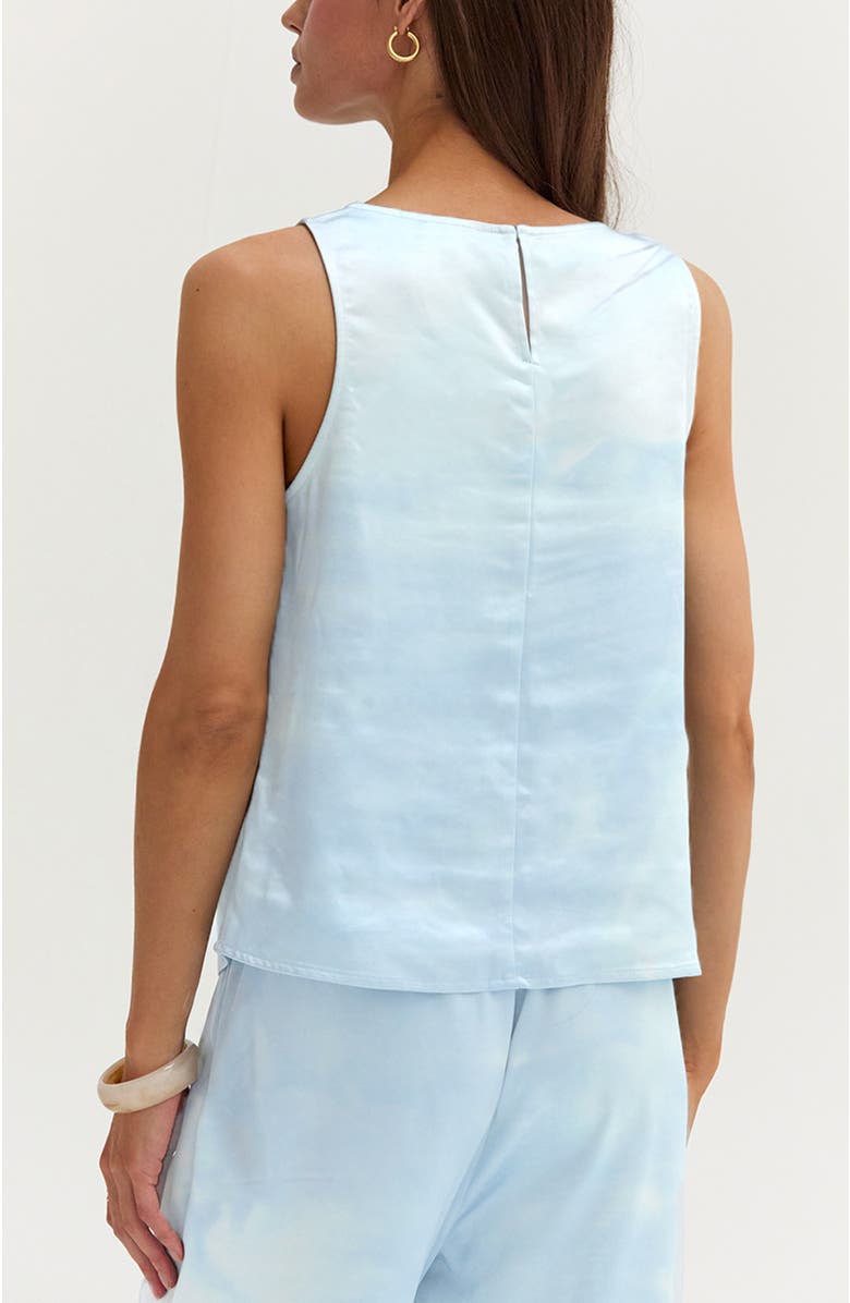 CRESCENT Satin Sleeveless Tank Top, Alternate, color, Light Blue