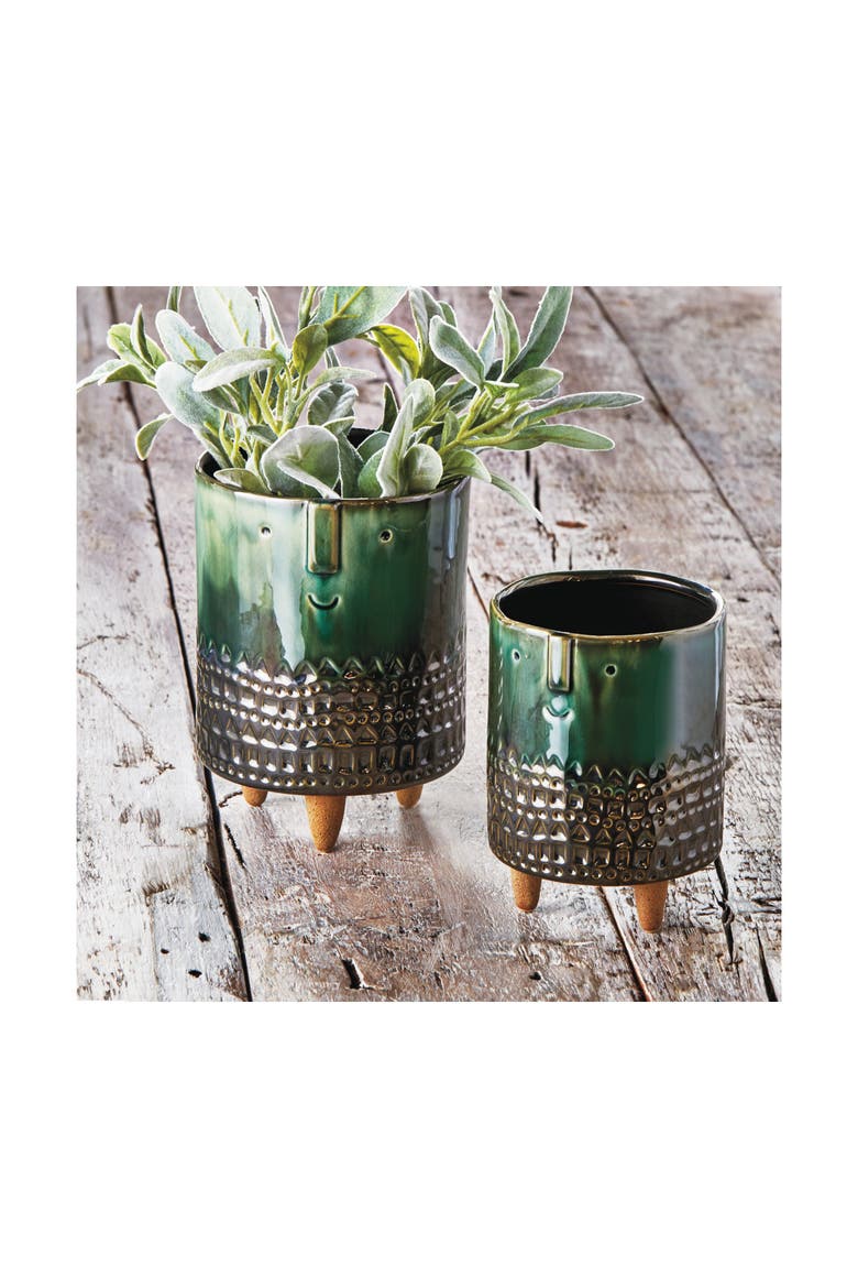 Companero Small Emerald Green Ceramic Planter Pot Garden, Alternate, color, Green