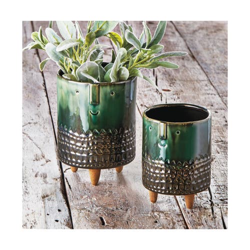 Tag Companero Small Emerald Green Ceramic Planter Pot Garden In Green