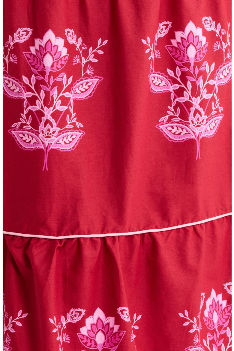 Vione Placed Floral Tiered Cotton Dress, Alternate, color, CHERRY-PINK