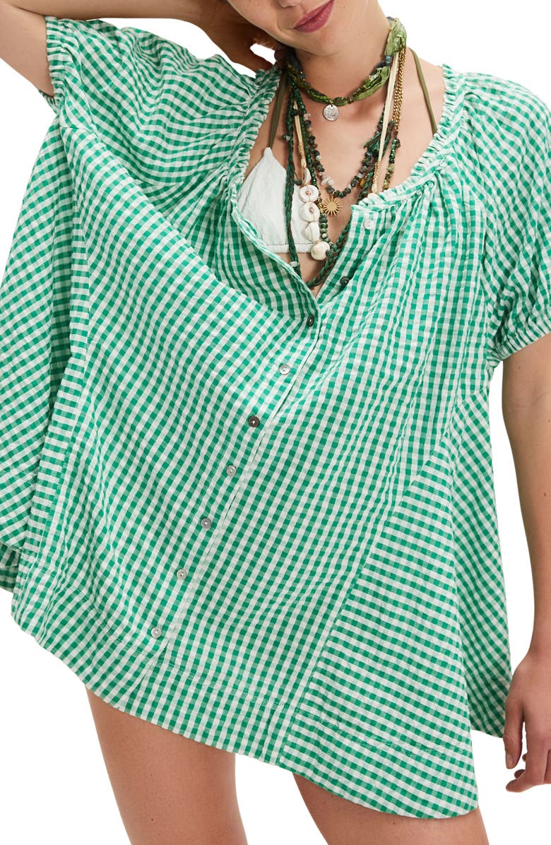 Free People Farley Gingham Button-Up Tunic, Alternate, color, 
