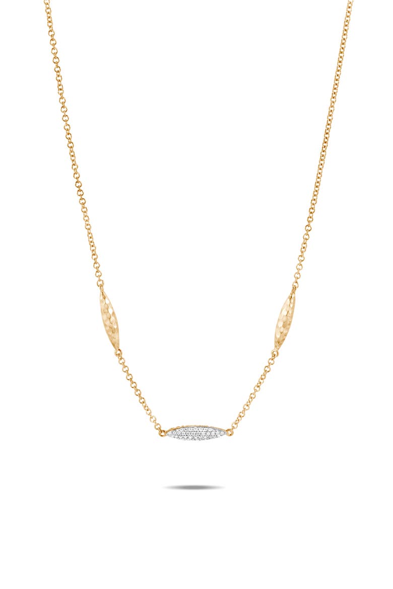Classic Chain Hammered Spear 18K Gold & Diamond Necklace, Main, color, GOLD