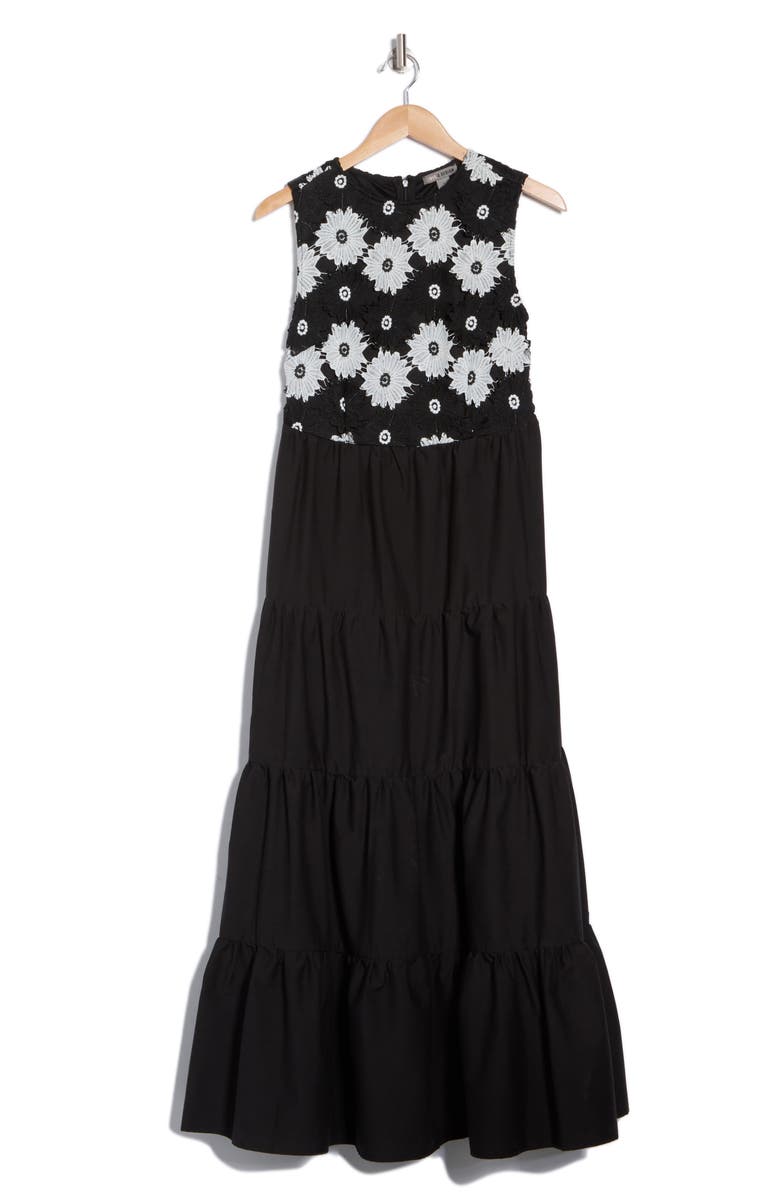 BY DESIGN Chloe Floral Sleeveless Tiered Maxi Dress, Alternate, color, Antique White/Black
