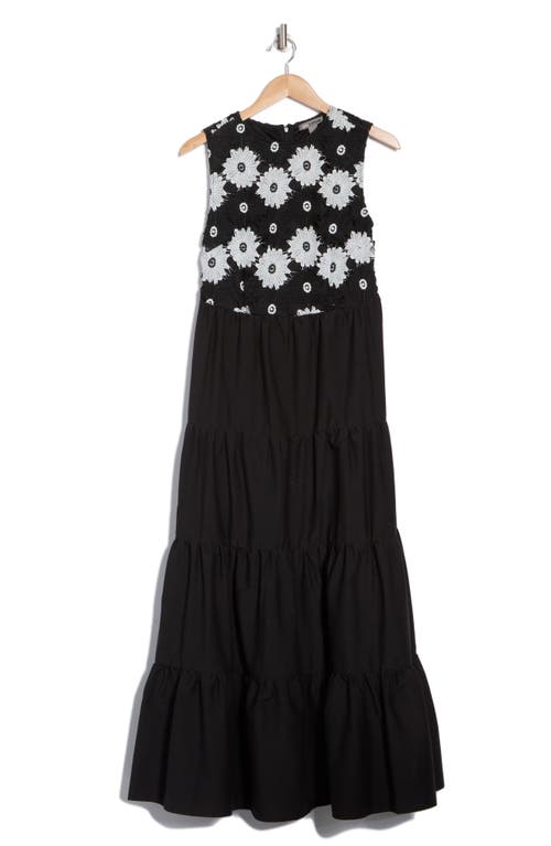 By Design Chloe Floral Sleeveless Tiered Maxi Dress In Antique White/black