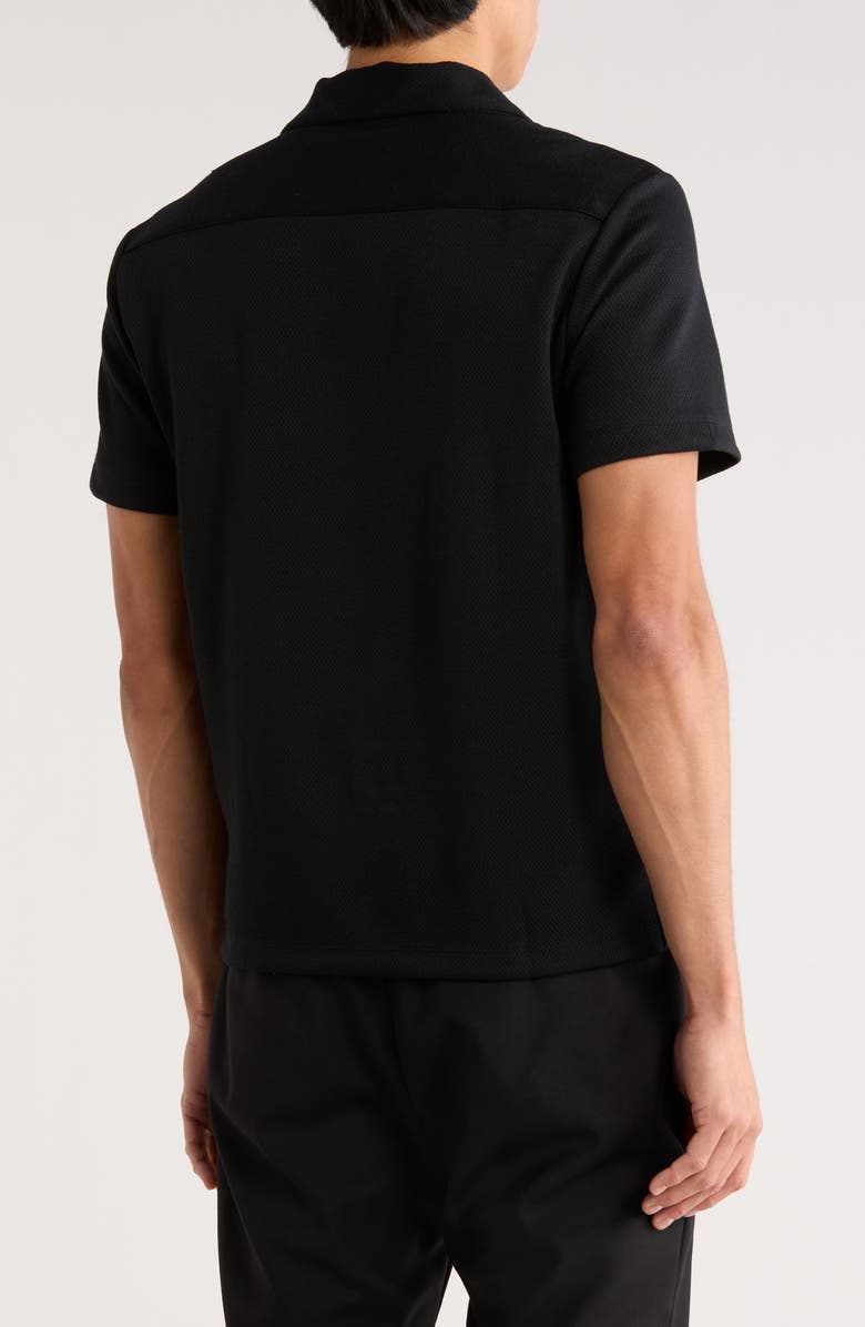 DENIM AND FLOWER Jacquard Camp Shirt, Alternate, color, Black