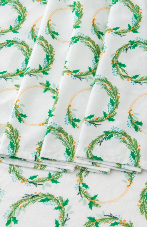 Woven & Weft Turkish Cotton Flannel Christmas Sheet Set In Green