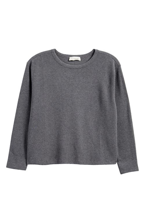TREASURE & BOND TREASURE & BOND SHRUNKEN CROP BOXY THERMAL CREWNECK TOP