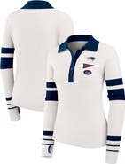 WEAR by Erin Andrews Women's WEAR by Erin Andrews White New England Patriots Ribbed Henley Polo Sweater