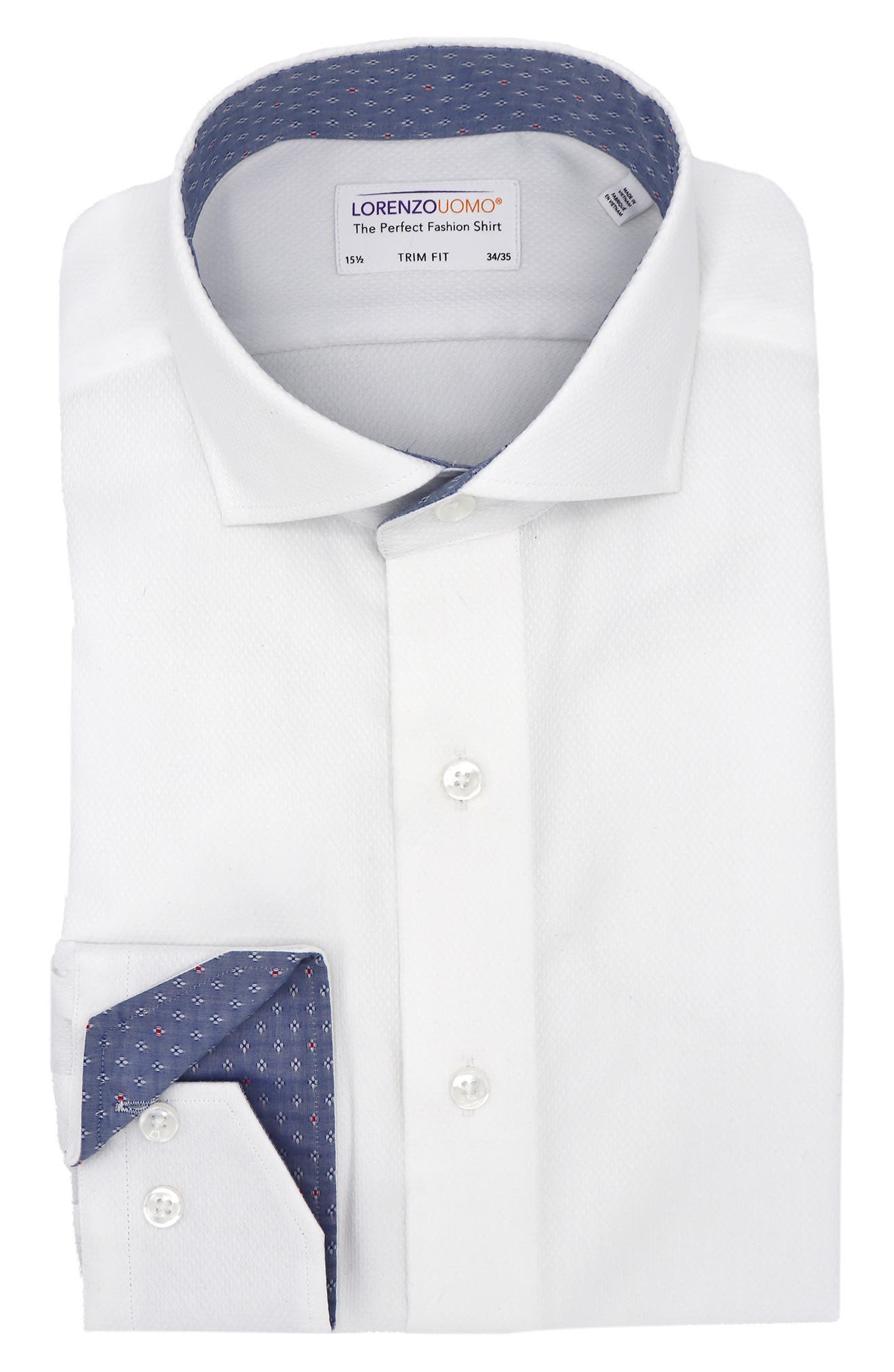 Lorenzo Uomo Solid Textured Trim Fit Dress Shirt