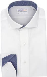 Lorenzo Uomo Solid Textured Trim Fit Dress Shirt