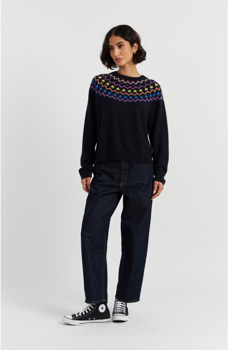 Chinti & Parker Wool Cashmere Star Yoke Sweater, Alternate, color, Navy