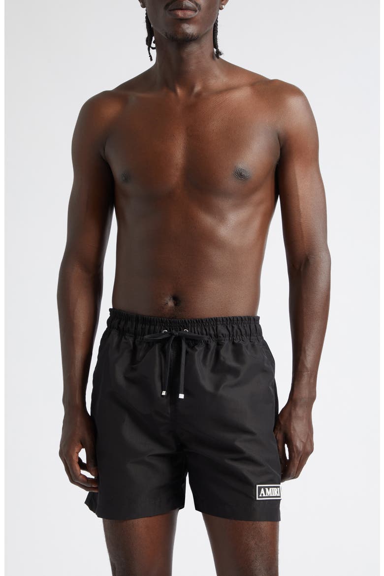 MA Core Logo Swim Trunks, Main, color, BLACK
