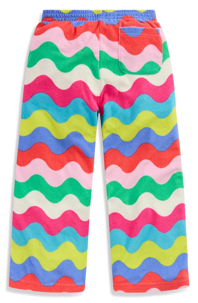 Mini Boden Wide Leg Toweling Trousers, Alternate, color, Multi Wave Stripe