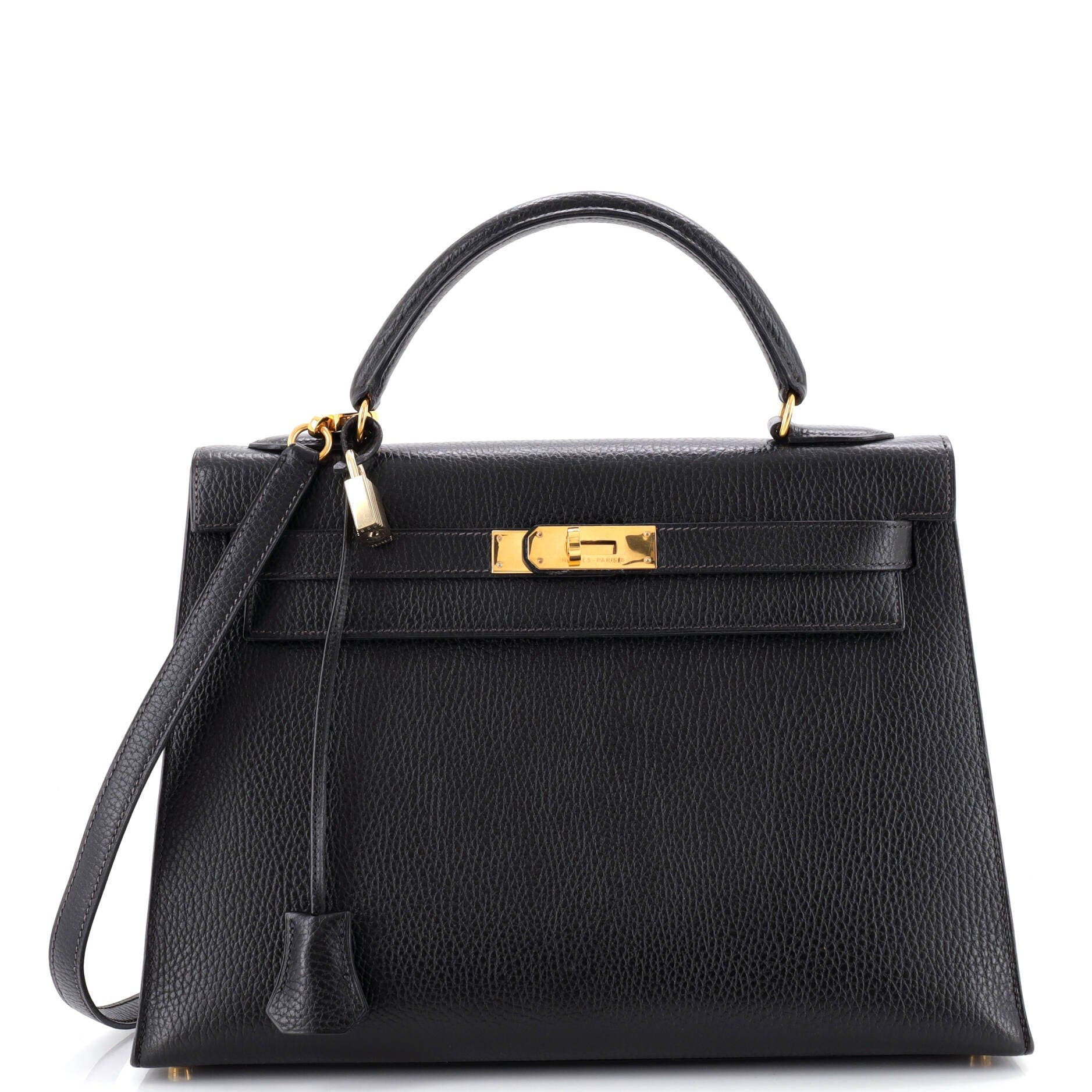 Kelly Handbag Black Ardennes with Gold Hardware 32, Main, color, Noir
