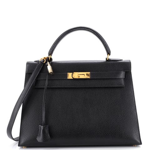 Kelly Handbag Black Ardennes with Gold Hardware 32