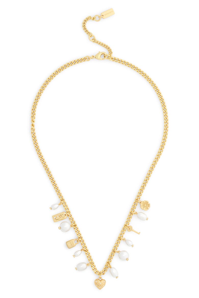Iconic Faux Pearl Charm Necklace, Main, color, PEARL/ GOLD