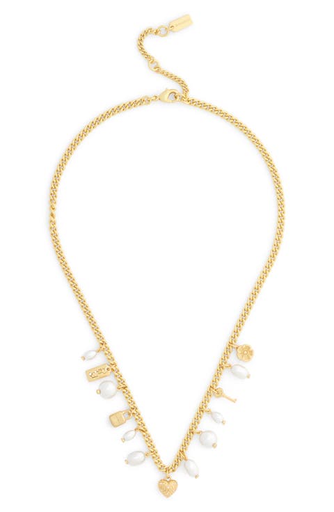 Iconic Faux Pearl Charm Necklace