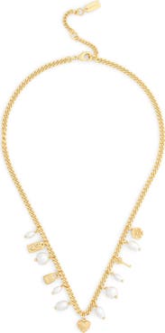 COACH Iconic Faux Pearl Charm Necklace