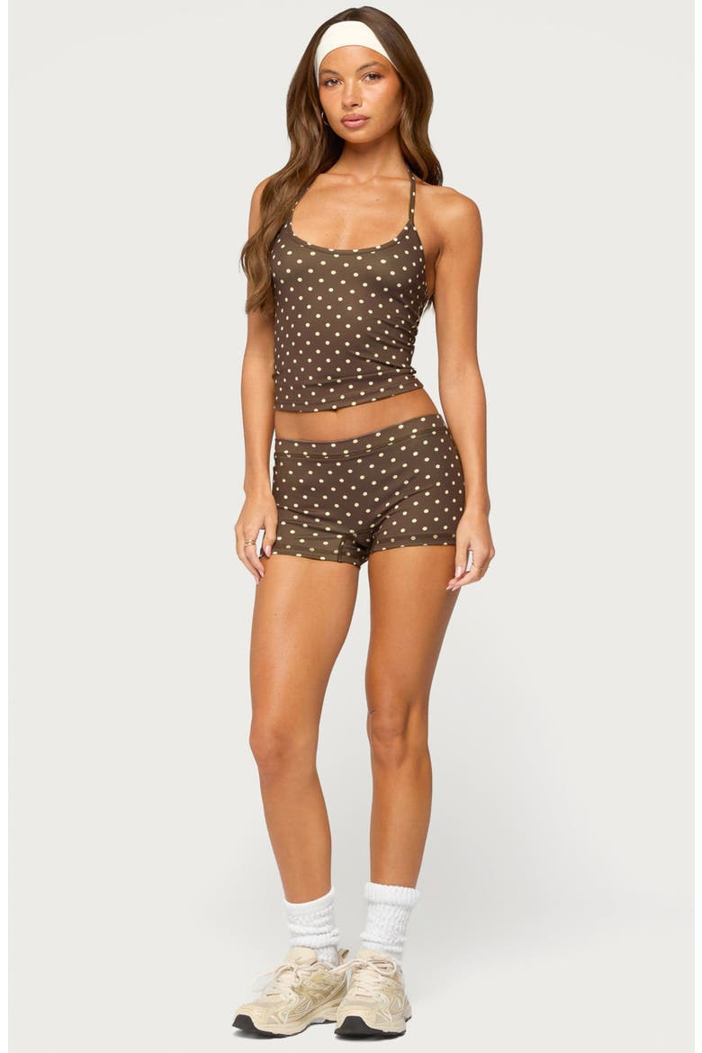 Lisah Polka Dot Halter Swim Top, Alternate, color, BROWN-AND-YELLOW