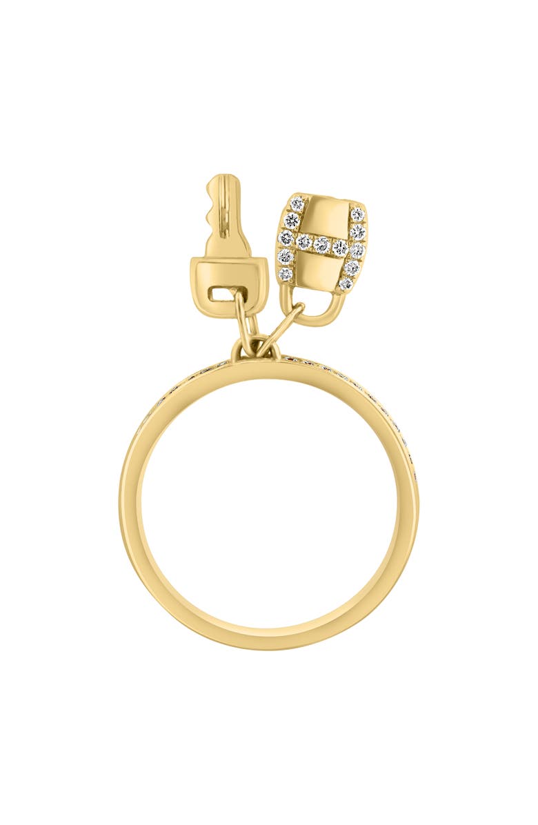 EFFY 14K Yellow Gold Diamond Lock & Key Charm Ring - 0.20ct., Alternate, color, 