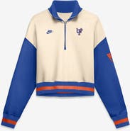 Nike Women's Nike Natural/Royal Florida Gators Oversized Legacy Color Block Cropped Quarter-Zip Pullover