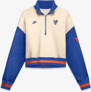 Nike Women's Nike Natural/Royal Florida Gators Oversized Legacy Color Block Cropped Quarter-Zip Pullover