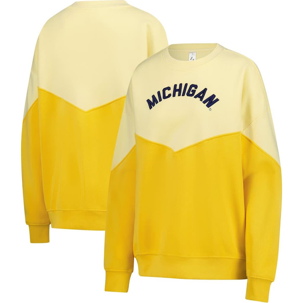 Zoozatz Women's Yellow Michigan Wolverines Bestie Oversized Pullover Sweatshirt In Yellow