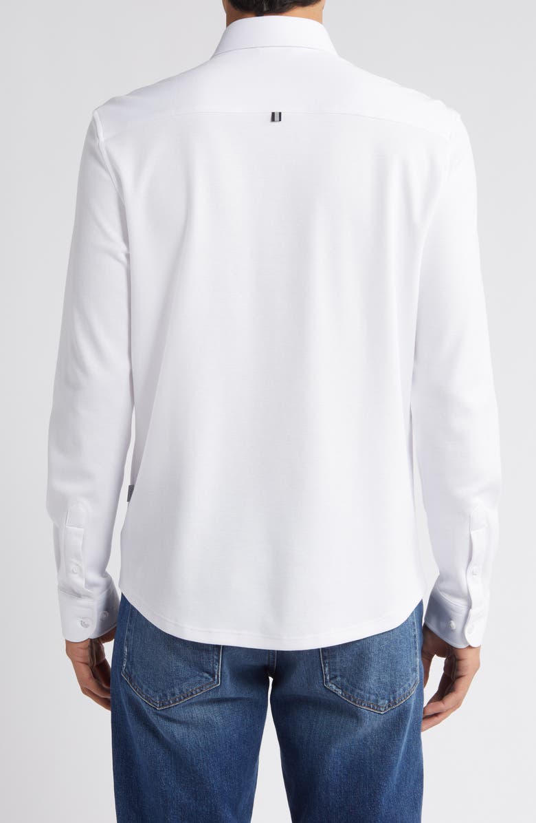 Stone Rose Solid Performance Piqué Button-Up Shirt, Alternate, color, White