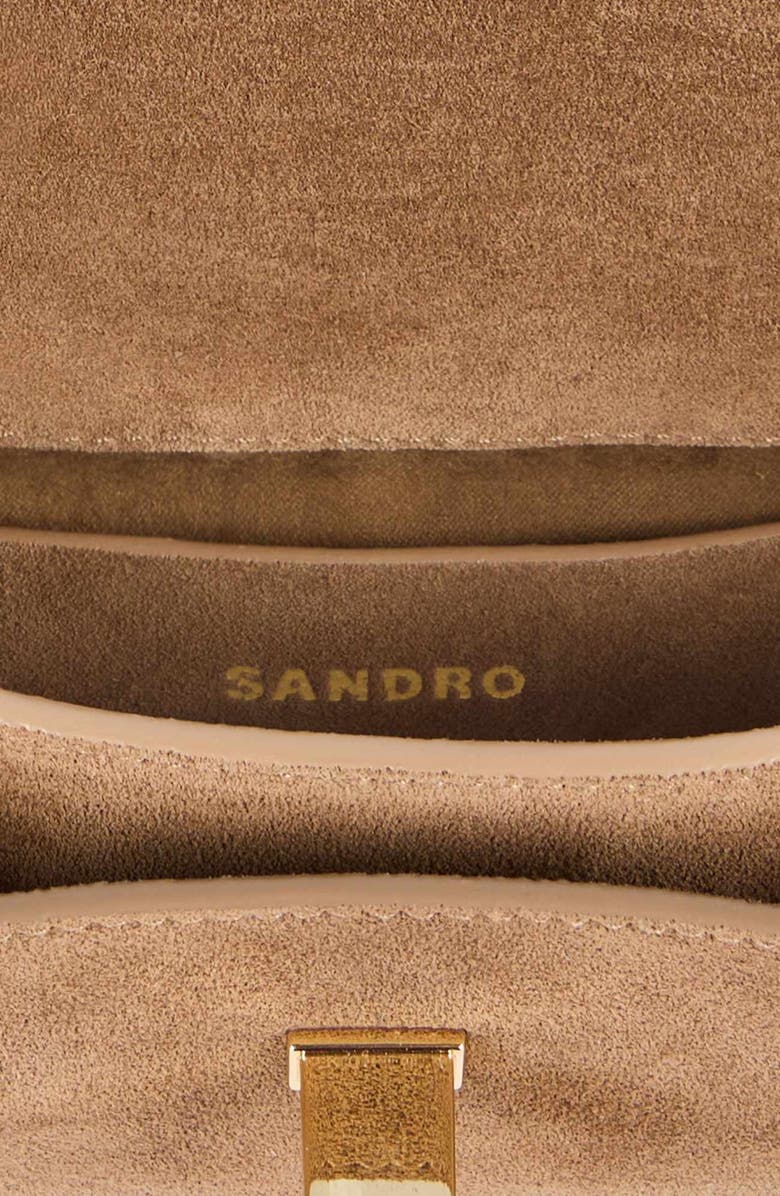 SANDRO Mini Mambo suede bag, Alternate, color, Caramel