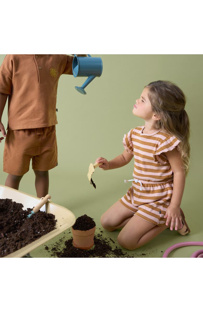 Modern Moments<sup>™</sup> by Gerber Flutter Sleeve Romper, Alternate, color, Rose Stripe