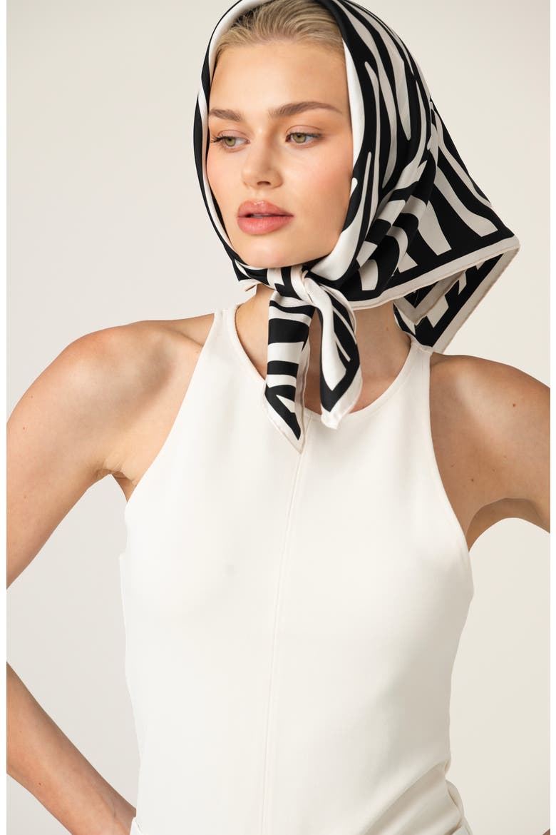 Zebra Wave Double Sided Silk Scarf, Alternate, color, Black